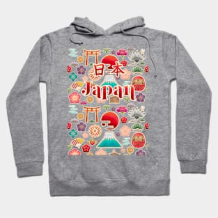 Nihon Kuni - another plethora of Japanese motifs in watercolor style Hoodie